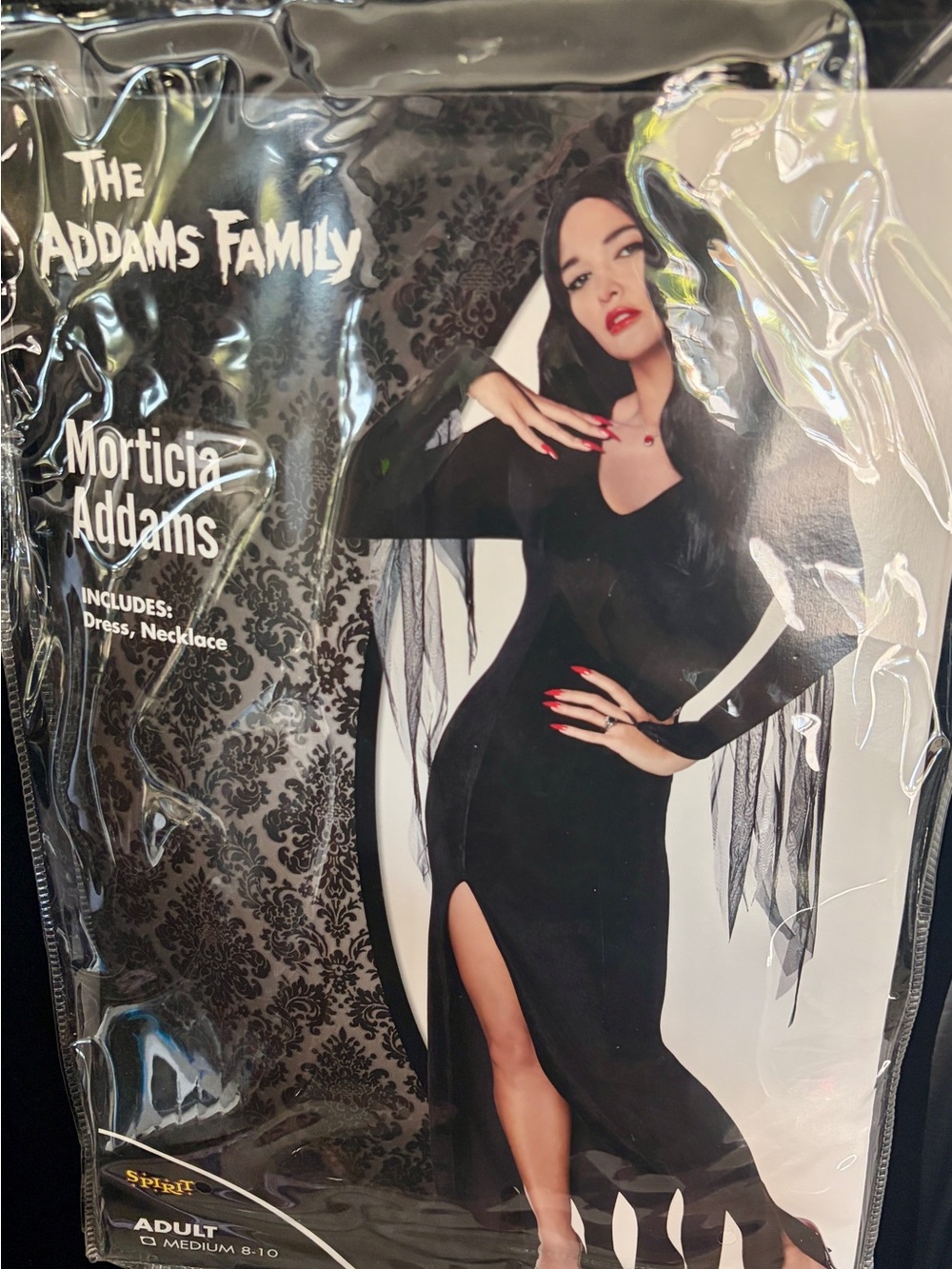 WORN ONCE!! Spirit Halloween Morticia Addams Family Costume Dress